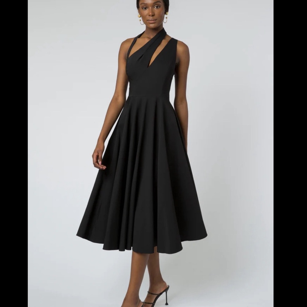 NWT AQ/AQ Black Halter Fit and Flare Midi Dress